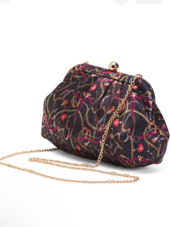 Alessia Bianchi Handbags - NWT- Alessia Bianchi equestrian chain print satin clutch purse